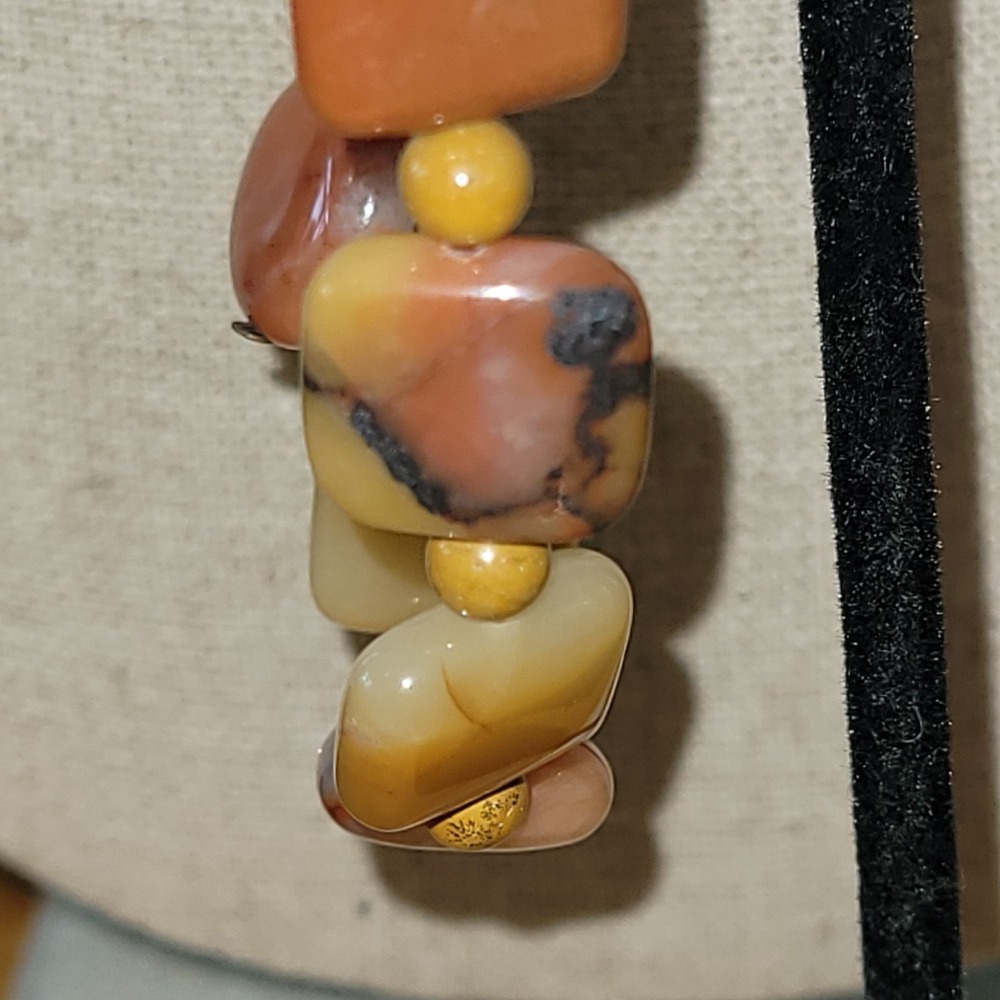 Vintage Mookaite Jasper Mixed Shape Bead Toggle Bracelet 7in 17.5g